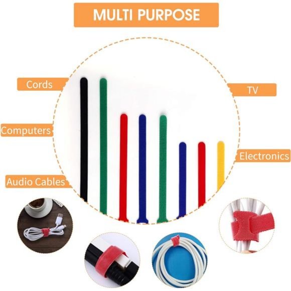 80 pcs Reusable Fastening Cable Ties 3 Sizes 6/8/10 inch Adjustable Cord Ties - Picture 6 of 8